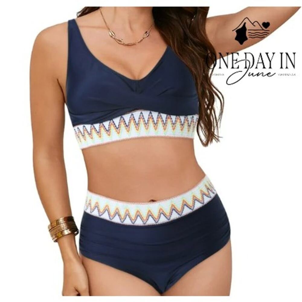 Blooming Jelly Twist Front High Waist Bikini Swimsuit Size XL